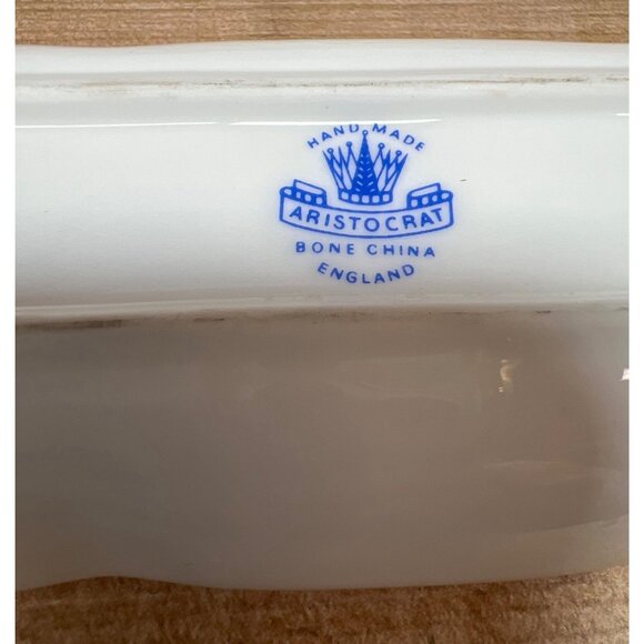 Vintage Aristocrat Bone China Floral Tray With Gold Trim Handmade In England - Picture 5 of 5